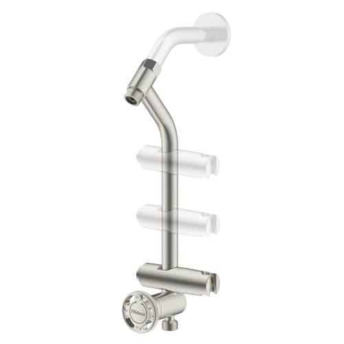 Hibbent All Metal 4 Way Shower Diverter, Showerhead Holder, Brushed Nickel | Easy Reach Diverter Valve with Pause Mode, 13.5" Stainless Steel Slide Bar, 4-Setting Replacement for Handheld & Fixed Shower - color: Brushed Nickel