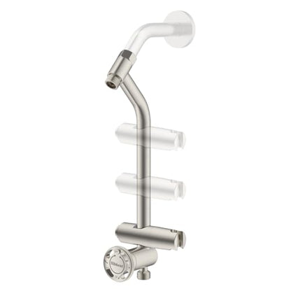 Hibbent All Metal 4 Way Shower Diverter, Showerhead Holder, Brushed Nickel | Easy Reach Diverter Valve with Pause Mode, 13.5" Stainless Steel Slide Bar, 4-Setting Replacement for Handheld & Fixed Shower - color: Brushed Nickel