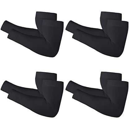 Newbyinn Arm Sleeves for Men Women, Size L - XL, UV Sun Protection Sleeve - color: 4 Pairs: Black