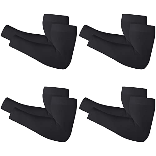 Newbyinn Arm Sleeves for Men Women, Size L - XL, UV Sun Protection Sleeve - color: 4 Pairs: Black