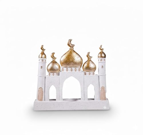 Hebdids Ramadan Eid Home Decorations for Home 2025 Gold and White Mosque Tower Islamic Eid Mubarak decore - style: Modern