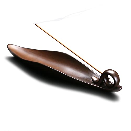 9" Length Incense Stick Holder with 3 Holes, White Porcelain Incense Tray Ash Cather for Spa, Meditation Room, Yoga, Home, Office (Brown) - color: Brown