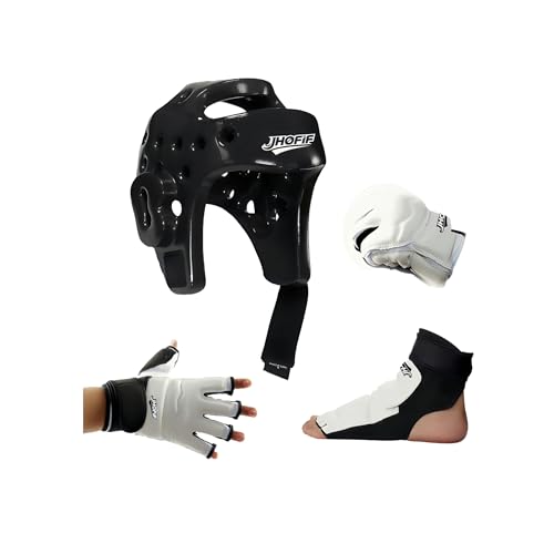 Martial Arts Karate Protective Sparring Gear Package Deal/Gift Adjustable Adults & Youth Headgear, Gloves & Kicks for MMA, Taekwondo, Boxing Training - size: Large