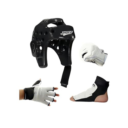 Martial Arts Karate Protective Sparring Gear Package Deal/Gift Adjustable Adults & Youth Headgear, Gloves & Kicks for MMA, Taekwondo, Boxing Training - size: Large