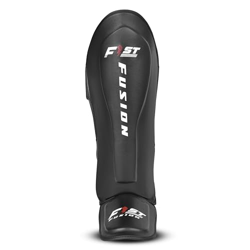 FF MMA Shin in Step Guards Padded Muay Thai Leg Protection for Kickboxing Training Sparring Leg Guards Adjustable Boxing Shininstep x2 - color: Black, size: Small-Medium