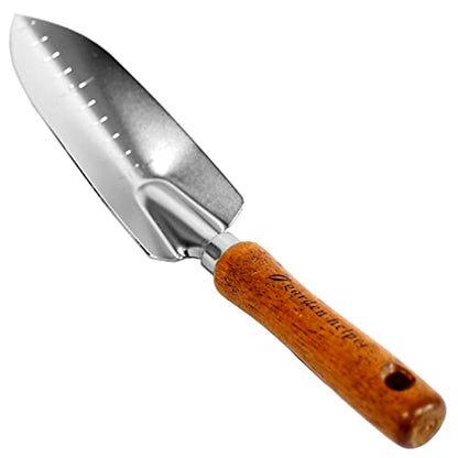 Japanese Garden Trowel Heavy Duty Japanese Steel with Wood Handle, Garden Transplanter Tool for Digging, Scooping, Transplanting, Made in Japan, Small Silver - color: Brown Trowel Small