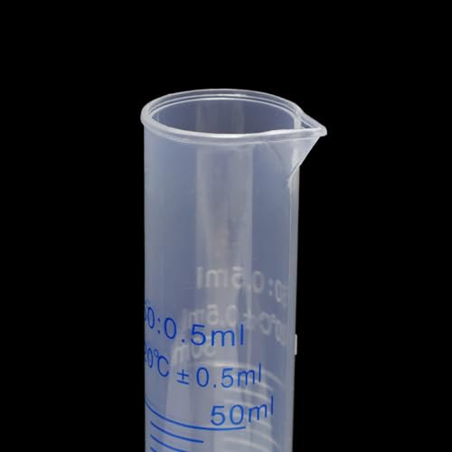 Antrader Measuring Cylinder, 3-Pack Transparent Graduated Test Tube Plastic Lab Cylinder Flask with 2-Sided Marking, 50ml