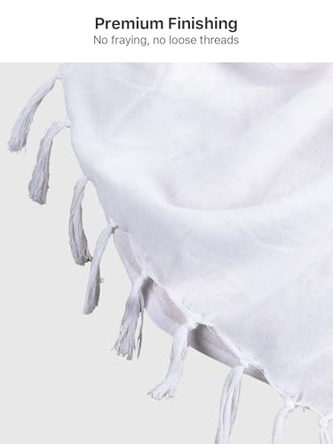 FREE SOLDIER Scarf Military Shemagh Tactical Desert Keffiyeh Head Neck Scarf Arab Wrap with Tassel for Men Women - color: Solid White