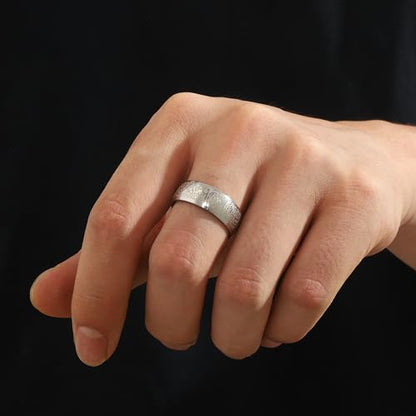 Hipunk Stainless Steel Islamic Muslim Shahada Ring - Mohammad Arabic Letter Rings Band Prayer Religious Calligraphy Ayatul Kursi Allah Rings Eid Ramadan for Men Women Size 9-12 - color: steel