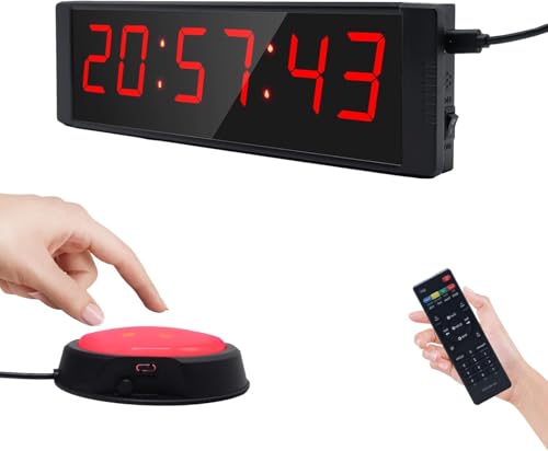 Large Stopwatch with Start/Stop Button, LED Digital Timer with Remote, Countdown Clock with Buzzer, Gym Clock for Home Gym, Interval Timer for Workout - style: Plug-in