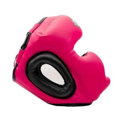 YOKKAO Premium Head Guard | Handmade Genuine Leather Headgear | Ideal for Muay Thai, Boxing, Kickboxing Sparring, Hard Training & Professional Competitions - color: Fuchsia/Black Training, size: Medium