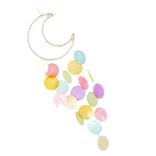 Natural Seashell Wind Chimes, Handmade Coastal Shell Hanging Shell Ornament Deep Tone Coastal Boho Decor, Lightweight Rustic Hanging Staffing Wind Chimes for Outside Beach Themed Home Bedroom (Yellow) - color: Yellow