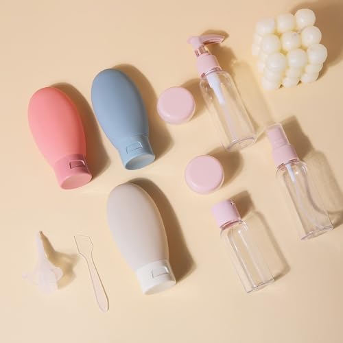 Premium Travel Container Set | Portable Press Bottles for Cosmetics, Shampoo, Lotion & Cream, Vacuum-Sealed Refillable Bottles 3-1 - color: Nordic Style 11-Piece Set