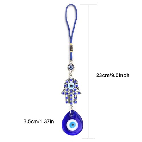 Fatima Hamsa Glass keychain Drop Shape Devil's Eye Pendant Charms Lucky Keyrings Car Ornament