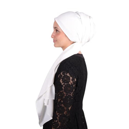 MuLanLegend Mu Lan Song Hijab | Large Non-See-Through Muslimah Headscarf Wrap | Non-Slip Women Scarf | Flowy and Drapey - color: Off-white
