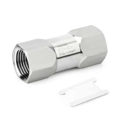 1PCS 316L Stainless Steel 1/4" NPT Female Check Valve,Backflow Prevention,One Way Non-Return Check Valves - size: 1/4" FNPT
