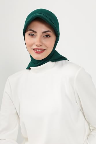 Aisha's Design Full Coverage Cotton Bonnet Hijab with Visor Modest Underscarf Bonnet - color: Green