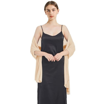 Chiffon Shawls and Wraps - Lightweight Scarve for Women Evening Dresses Wedding Bridal Formal Party - color: F2-champage