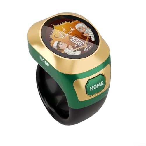 Electronic Prayer Counter, Smart Rechargeable Tasbih Counter For Zikr Rings, Waterproof & 3 Sizes Available (18mm, 20Mm, 22Mm), Type-C Charging Port, Waterproof Rechargeable Tasbeeh Ring(Green) - size: Green