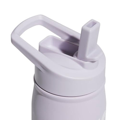 adidas Stainless Steel Metal Water Bottle 20 oz (600 mL) Straw Lid - color: Silver Dawn Grey/White
