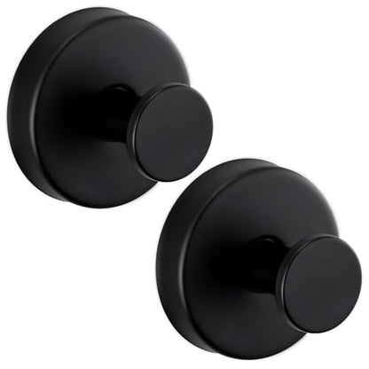 Suction Cup Hooks for Shower,Stainless Steel Towel Hooks No Drill | Vacuum-Lock Mount, Removable and Reusable for Glass, Tile, Metal and Smooth Non-Porous Surfaces(2Pack, Matte Black) - color: Matte Black