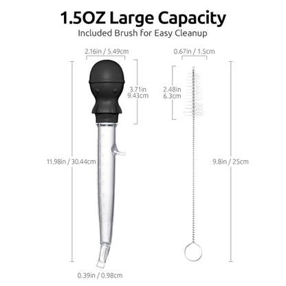 U-Taste 228.2℉ Heat Resistant 1.5 oz Angled Turkey Baster for Cooking Basting Meat (Black), and 18/8 Stainless Steel Measuring Spoons Set of 9 for Dry and Liquid Ingredients