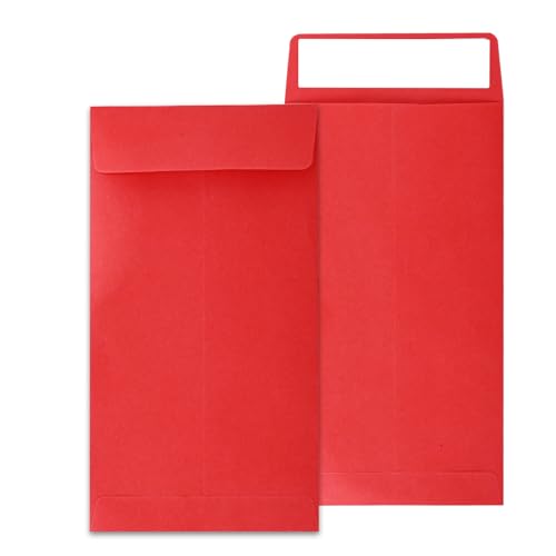 Cash Envelopes 100 Pack - 3.5x6.5 Inch, Red, Coin, Seed, Colorful Cash Envelopes - Suitable for Budget, Checks, Coins, Jewelry, Small Items, Large - color: Red