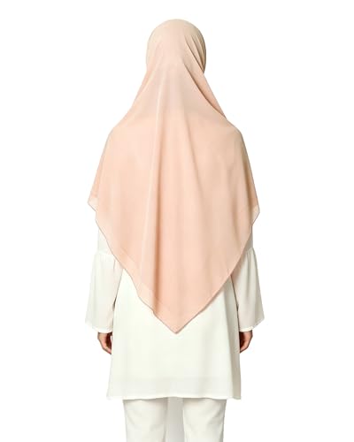 Lina & Lily Premium Chiffon Hijab Head Scarf Shawl Wrap for Muslim Women Square 58'' x 58'' - color: Peach