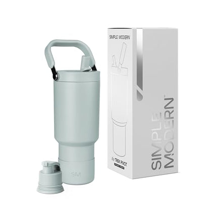 Simple Modern Tumbler with Handle, Water Jug | 30oz | Green | Trek Pivot Insulated Stainless Steel Water Bottle | Interchangeable Straw & Chug Lid, Cupholder Friendly | Sea Glass Sage - color: -Sea Glass Sage, size: 30 Ounces