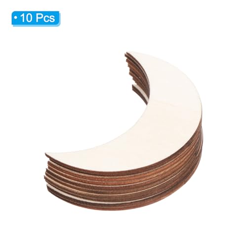 PATIKIL 3.1"x1" Wooden Moon, 10 Pack Unfinished Wood Moon Blank Wooden Cutouts Ornaments Natural Wood Pieces for Christmas Party Craft Projects - size: 3.1"x1"