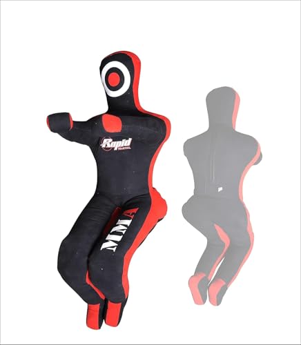 Grappling Dummy for Brazilian Jiu-Jitsu, Karate, and MMA Training – Sitting Position – Unfilled 4 FT (48 Inches) Black-Red
