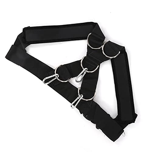 Weight Bearing Shoulder Strap | Pulling Sled Harness Vest with Tension Bands | Adjustable for Strength/Endurance/Flexibility Training | Nylon & Metal Construction - color: Black