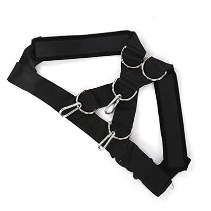 Weight Bearing Shoulder Strap | Pulling Sled Harness Vest with Tension Bands | Adjustable for Strength/Endurance/Flexibility Training | Nylon & Metal Construction - color: Black