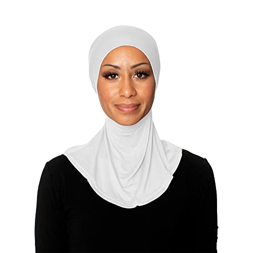 TheHijabStore.com Women's Ninja Hijab Under Scarf with Comfortable Elastic Neck Full Instant Coverage Bonnet Caps - color: White