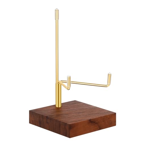 Xthrotsenk Walnut Wood Display Stand with Adjustable Metal Arms Small Display Easel Holder Crystal Displays Stand for Displaying Geodes Seashell Fossil Coral Crystal Rock (2.5"x2.5"x3.2") - size: 2.5 Inch