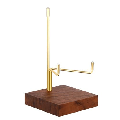 Xthrotsenk Walnut Wood Display Stand with Adjustable Metal Arms Small Display Easel Holder Crystal Displays Stand for Displaying Geodes Seashell Fossil Coral Crystal Rock (2.5"x2.5"x3.2") - size: 2.5 Inch