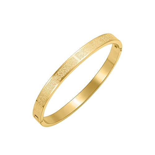 Qitian Islamic Jewelry Gifts for Women Allah Gold Bangles Bracelets Ayatul Kursi Arabic Cuff Bracelet for Women Men Islam Eid Ramadan New Year Gifts - color: L--Oval - women