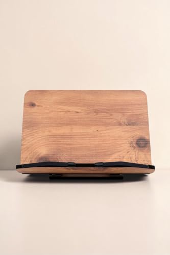 Adjustable Wooden Book Stand for Reading and Quran - Desktop Rahle with Tablet Holder, 4-Level Tilt Mechanism, 0.31 in MDF, Foldable Design for Comfortable Ergonomic Study - Made in Turkey