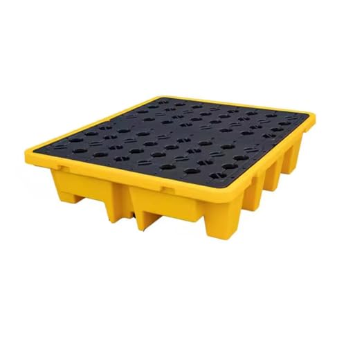 Modular Leak Platform/Grid Pads.Modular Spill Containment Tray - Heavy-Duty Oil Drum Holding Platform, Leak-Proof Pallets for Safe Liquid Storage, Industrial Spill Control Solution，（Yellow，1 - size: 130*110*30cm