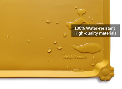 Hoki Found L Silicone Non Slip Pet Feeding Mats - Waterproof Dog Cat Food and Water Mats for Carpet - Honey - color: Honey, size: 22" x 14"