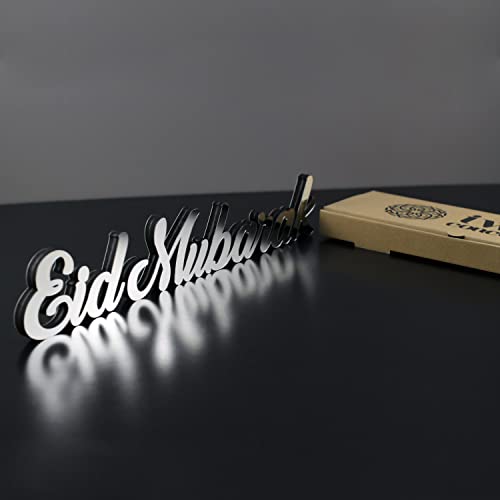 iwa concept Ramadan Mubarak and Eid Mubarak Table Decor, Islamic Wooden Acrylic Decor, Ramadan Decoration, Eid Decor, Eid Mubarak, Eid Gifts (Eid Mubarak, Silver) - color: Silver, size: Eid Mubarak