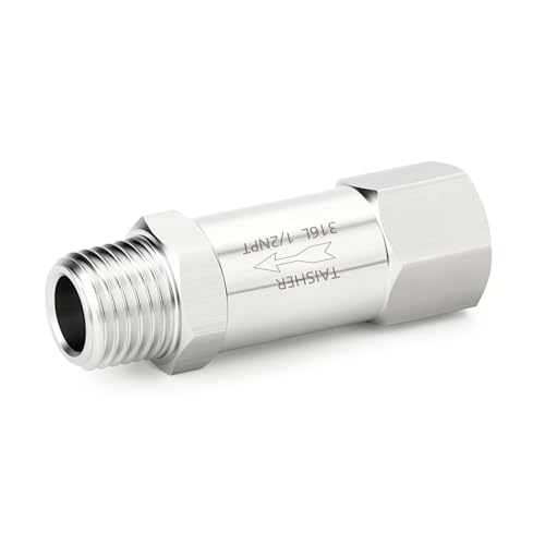 1PCS 316L Stainless Steel 1/2" NPT Male x 1/2" NPT Female Check Valve,Backflow Prevention,One Way Non-Return Check Valves - size: 1/2" (Fx M)NPT