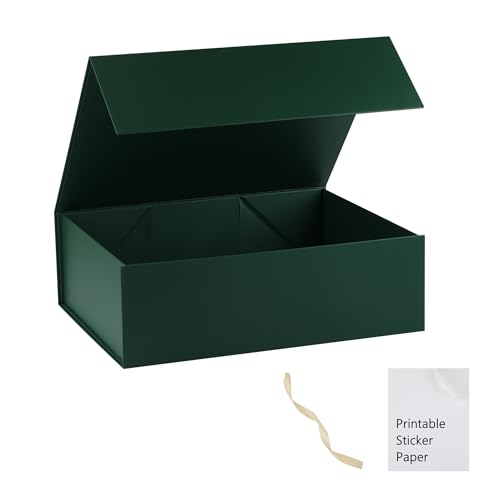 Green Gift Box,16x14x5.3 Large Gift Boxes With Lids For Presents Includes Ribbon And Diy Printable Sticker Paper,Bridesmaid Proposal Box,Magnetic Gift Box For Birthday,Wedding,Graduation - color: 16x14x5.3inch-Green-Pack 1