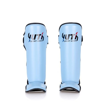 Signature Shin Guards | Premium Muay Thai Shin Guards | Lightweight & Durable Shinguards Muay Thai | Padded, Adjustable Muay Thai Leg Guards for Kickboxing, MMA Sparring, Training - color: Powder Blue, size: Large