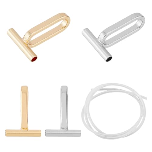 SUPERFINDINGS 4PCS 2 Colors Alloy Pin to Pendant Converter Brooch Converters with 1 Set 49.5cm Silicone Tube Hose for Changing Brooches Pins to Pendant