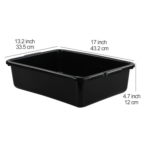 Teyyvn 13 L Plastic Bus Box, Commercial Wash Basin Tote Box, 4-Pack, Black - color: black, size: 13 L