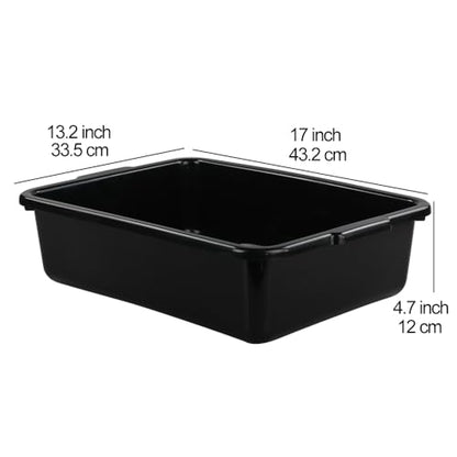 Teyyvn 13 L Plastic Bus Box, Commercial Wash Basin Tote Box, 4-Pack, Black - color: black, size: 13 L