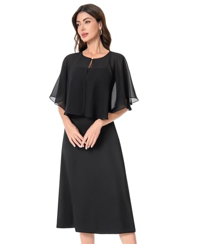 Baoqiya Capelets for women Chiffon Cape Soft Shawls and Wraps For Women - color: Black