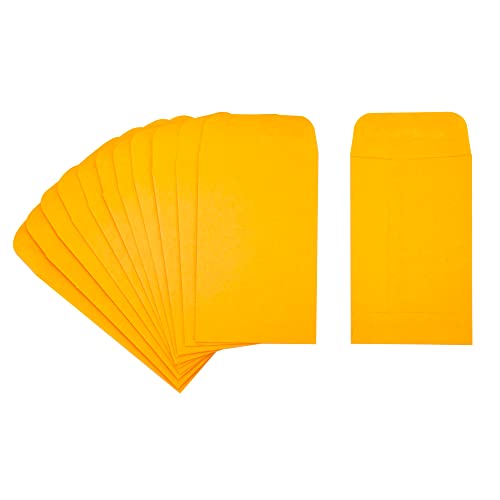 ESSENTIAL #1 100 Piece Coin Envelopes 2.25" x 3.5" with Gummed Flap - color: Yellow, size: 2.25"x 3.5"(100pcs)