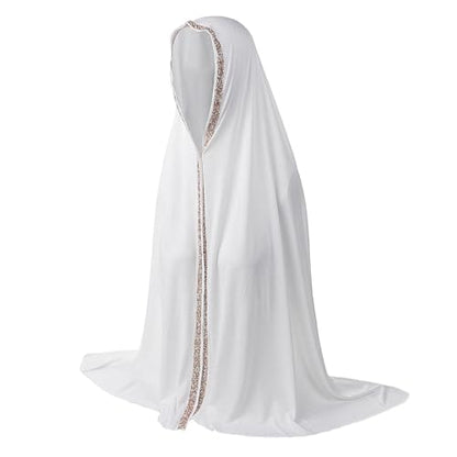 Women Elegant Long Scarf Muslim Islamic Ramadan Eid Hijab Prayer Scarf Silk Jersey Turban Headwrap Lightweight Shawl - color: A-white